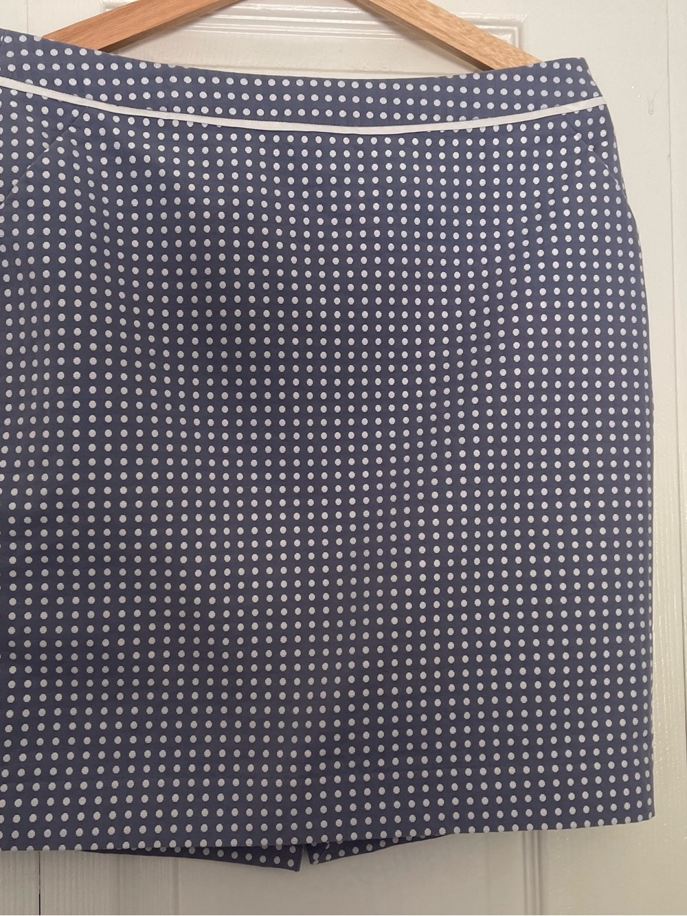 Light Navy/Gray Polka Dot Pencil Skirt with White Piping